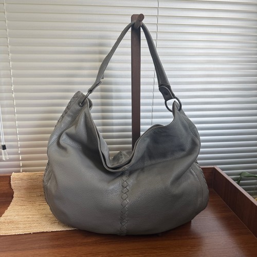 Bottega Veneta Cervo Hobo Grey Cervo Leather Matte Hardware Shoulder Bag