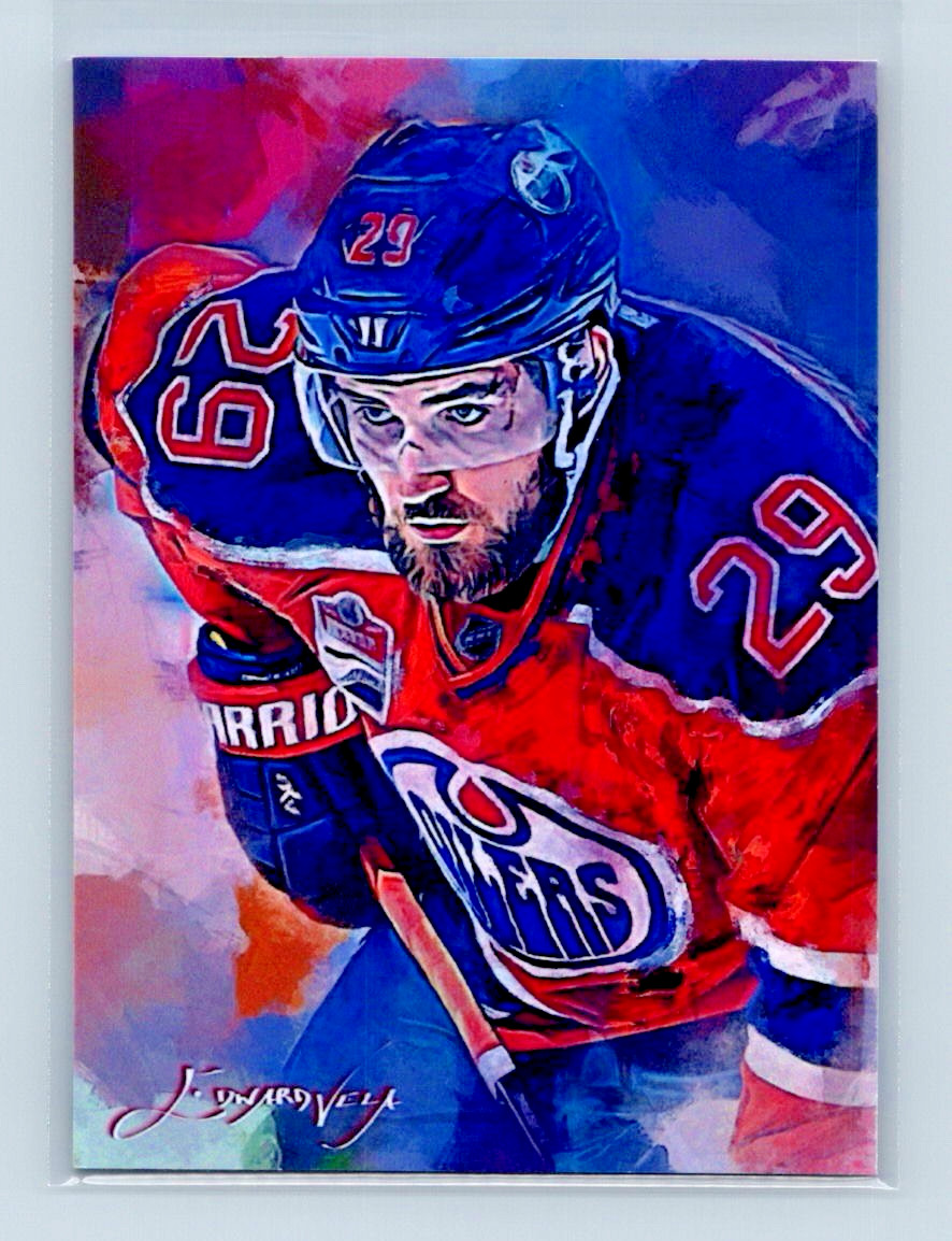 🚨LEON DRAISAITL CUSTOM ART CARD SIGNED BY THE ARTIST AND NUMBERED 27/50‼️