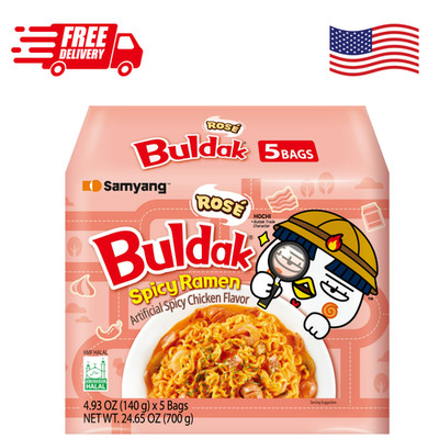 Samyang Buldak Rose Ramen 5 Pack Korean Spicy Noodles Hot Chicken Flavor
