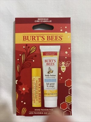Burt's Bees Beeswax Lip Balm & Body Lotion Milk & Honey Gift Set Hive Favorites