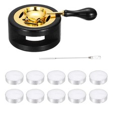 Wax Stamp Seal Kit Sealing Warmer Spoon Flat Stick Candle, Black
