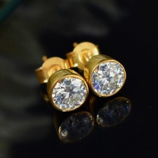 6.00Cts. Round Shape White Diamond Studs In Yellow Gold Finish - Tariff Free