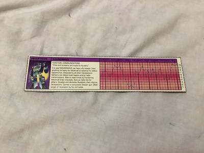 Transformers G1 Soundwave Tech Spec