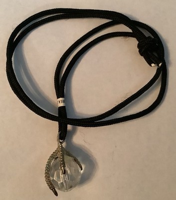 Dragon Claw Holding A Crystal Ball Black Rope Necklace 16 