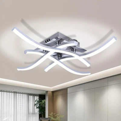 Modern LED Ceiling Light 4 Wave Lights Kitchen Bedroom Living Room Pendant Lamp