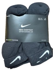 Nike Dri-Fit Everyday Cotton Cushion Low M6-8, W6-10 Socks 6pk Black
