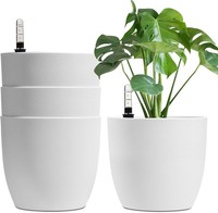 T4U 22Cm SelbstwäSsernder Blumentopf Mit Wasseranzeiger Weiß 4Er-Set In Weiß