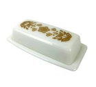 VTG Pyrex Butterfly Gold Floral Butter Dish Milk Glass 1970s Yellow-Brown 72-B
