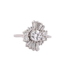 era diamond cocktail Retro Era Gold and Diamond Floral Spray Cocktail Ring — listing 3