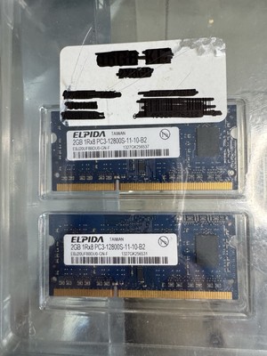 2 pc Elpida 2GB 1RX8 PC3-12800S-11-10-B2 Laptop Memory EBJ20UF8BCSD-GN-F