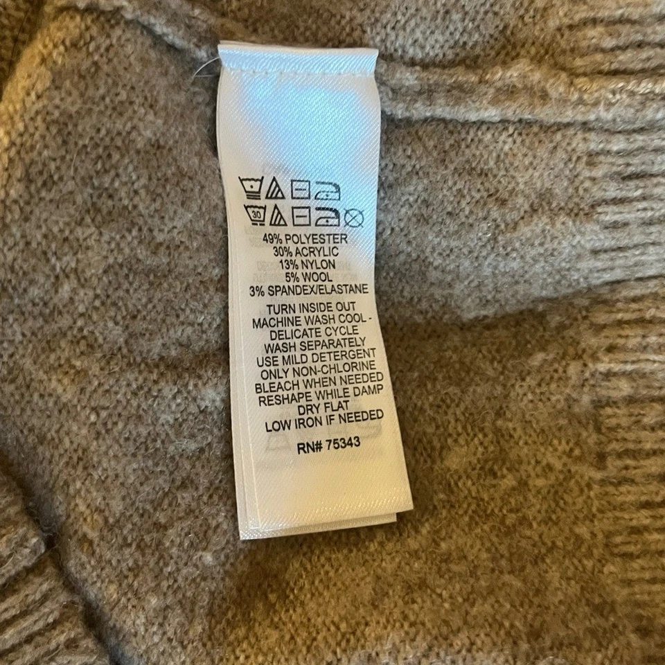 Camiseta sin mangas corta Tahari beige tostado mezcla de lana sin mangas cuello en V talla mediana Foto 4 de 4