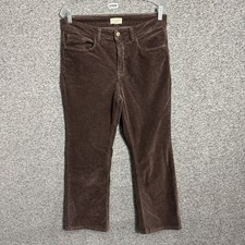 Pilcro Anthropologie Women's 31 Brown Corduroy The Yaya Mid-Rise Crop Flare Jean