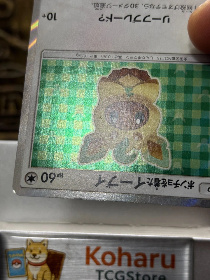 Pokemon Leafeon Poncho wearing Eevee 142/SM-P Mega Campaign Promo 2017 Japanese - Image 3 of 4