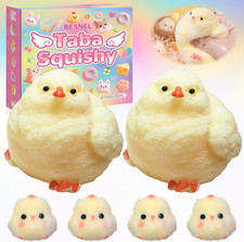 6Pcs Big Taba Squishy Fidget Toys-3.15In, Handmade Ultra Soft Chick Taba Squishy