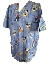 Scrub Top Shirt Dr Nurse Medical Profession 2XL Disney Mickey Mouse Pluto Donald