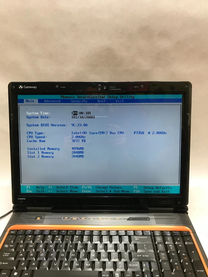 Gateway MS2252 17" Laptop Intel Core 2 Duo 4GB RAM NO HDD/OS Boots to BIOS! - DW - Image 2 of 4