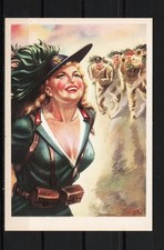 CARTOLINA - MILITARI  - DONNA -  BERSAGLIERE - BERSAGLIERI - SOLDATI GUERRA.
