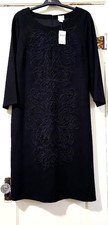 FLASH SALE NEW Chico's 2 LARGE Embroidered Jersey Knit Dress Black Lined LongSlv
