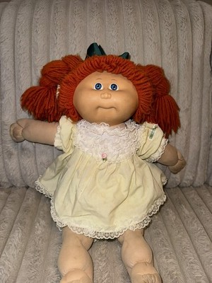 Vintage 1985 Cabbage Patch Kids Red Hair Blue Eyes Xavier Roberts Signed Doll