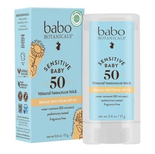 Babo Botanicals Sensitive Baby Mineral Sunscreen Stick SPF50 0.6oz