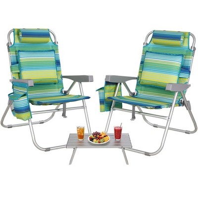 Extra Groß Strandstuhl Klappbar &Tisch 3tlg Aluminium Leicht Rucksack Klappstuhl