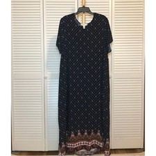 Tantrums Round Neck Short Sleeve Shift Maxi Dress XXL