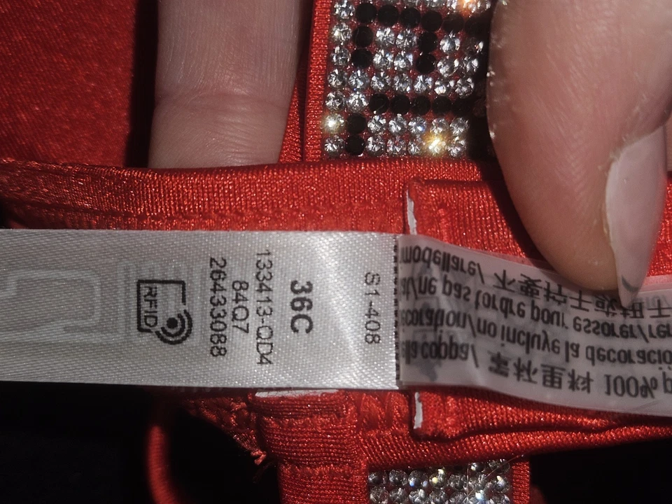 Sexy Bikini de Natación Malvado Victorias Secret Rojo Brillo Correa Logo ¡NUEVO! TOP & BOTTOM Foto 3 de 4