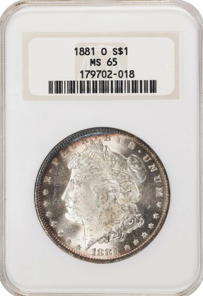 Morgan Dollar 1881-O, NGC MS-65 Old Holder. Beautiful Peripheral Toning! - Image 3 of 4