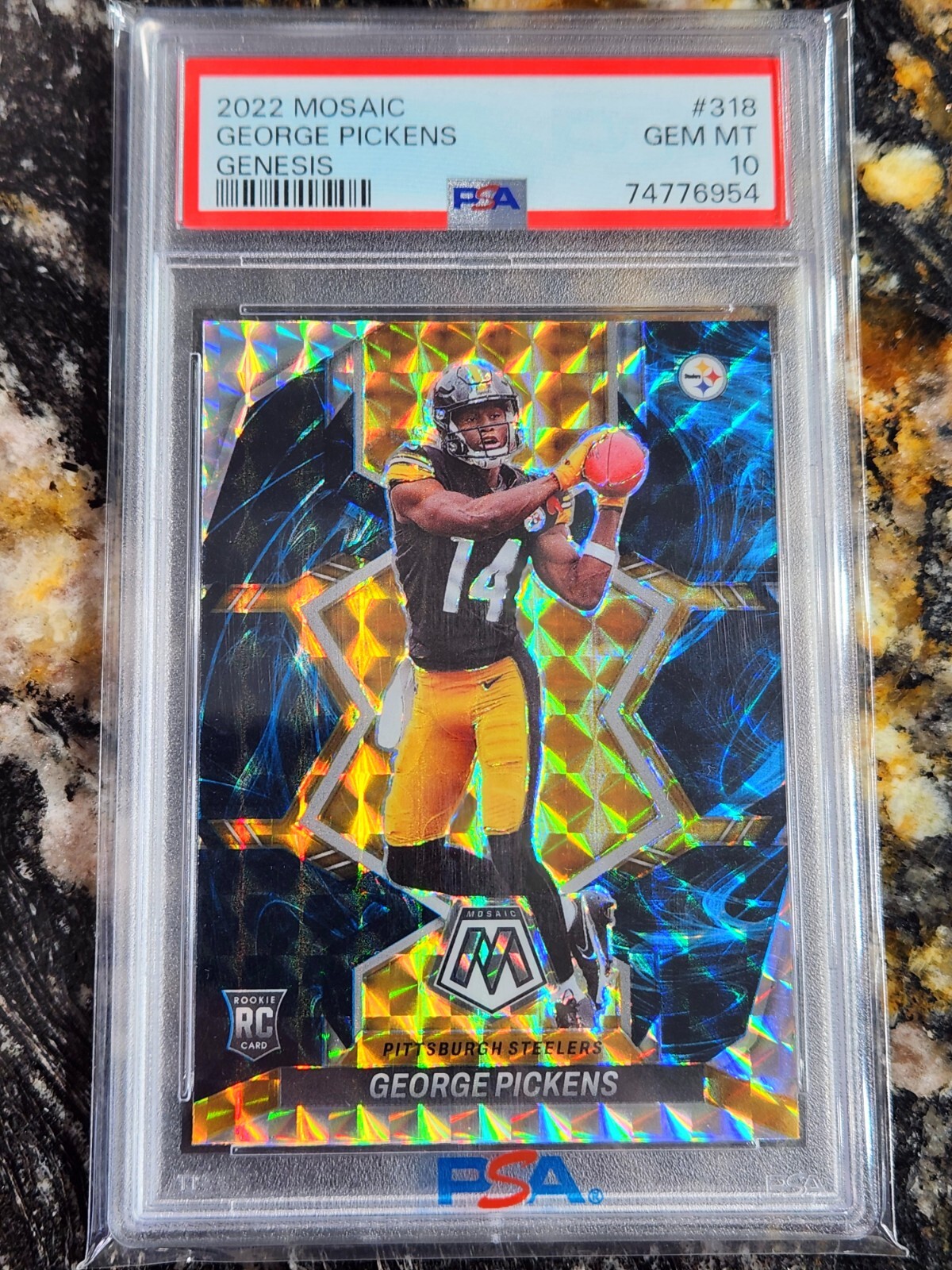 2022 George Pickens RC #318 Mosaic Genesis Prizm Psa 10 Gem Mint!!! Pop 26