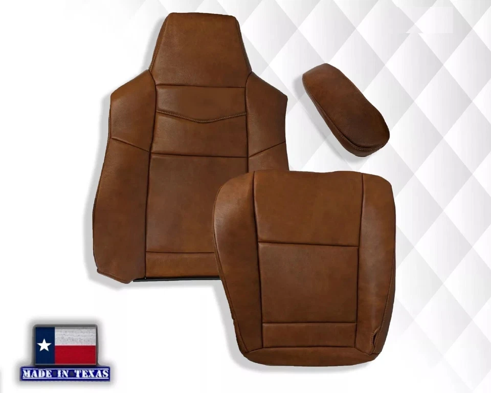 Fundas de asiento delanteras de cuero compatibles con Ford F250 F350 King Ranch 2003-2007 Foto 2 de 4