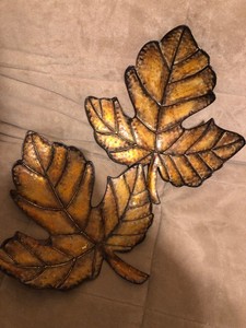 2 Large Rustic Metal Leaf Wall Art Decorative Trays 18 X 16 Ebay