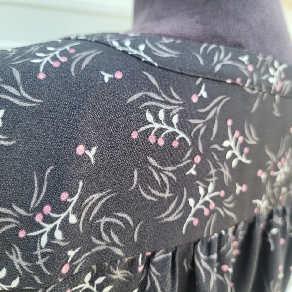 LOFT Sheath Dress Long Sleeve Floral Grey/Pink Casual Business Preppy BOHO Sz M - Image 3 of 4