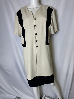 VINTAGE MISS SCARLETT BRAND SIZE 18 CREAM&BLACK DRESS