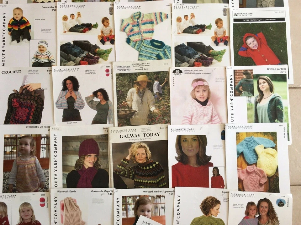 Plymouth Yarn Company lot of 39 knitting/crochet projects sweaters, kids & more! - Image 3 of 4
