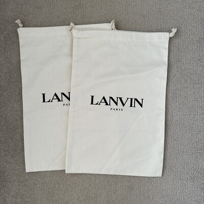 Lanvin 2 Staubschutz Schuhtaschen Natur Baumwolle Logo L41 x B27,5 cm Neu