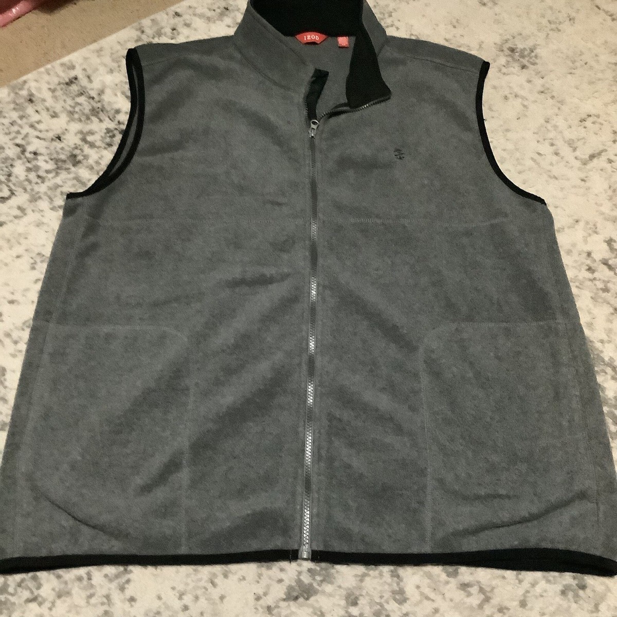 Izod Mens Gray Full Zip Pockets Lightweight Fleece Vest Size XXL