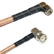 RG400 Silver SMA MALE ANGLE to BNC MALE ANGLE Coax RF Cable USA Lot