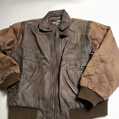 New Order Mens Vtg Brown Leather Moto Bomber Jacket Coat Sz New Order Mens Vtg Brown Leather Moto Bomber Jacket Coat Sz