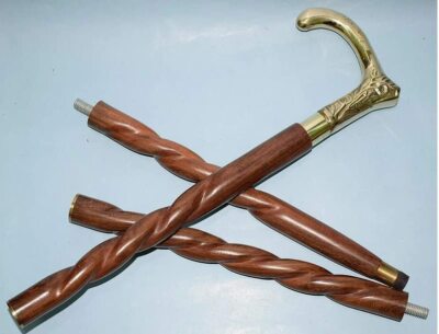 Bâton De Marche Vintage En Bois Et Laiton Doré - Réglable, Pliable, Cadeau Gentleman, Fait Main
