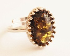 BALTIC AMBER 100 925 STERLING SILVER RING GORGEOUS NATURAL Amber 2.6gr SZ 7.5