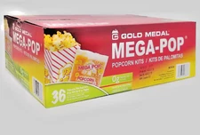 Gold Medal Mega Pop Corn Oil Salt Kit with Coconut Oil for 6 oz Kettle 36 count