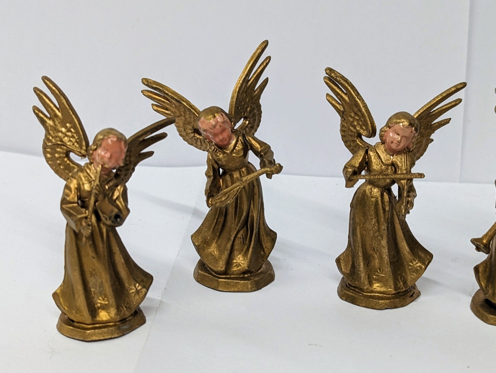 Vintage Plastic Miniature Angels with Instrument Gold Colored Made in ...