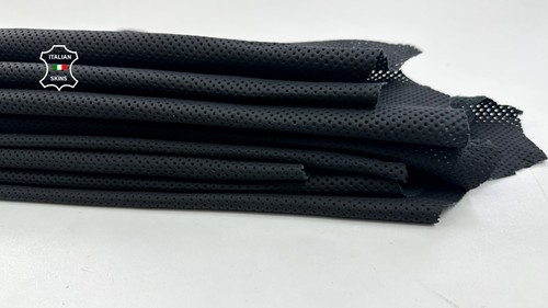 BLACK MATTE PINHOLES PERFORATED PRINT Lambskin Leather 2 skins 14sqf 0.6mm C5225 - Picture 7 of 7
