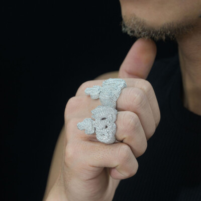 Hip Hop D Color VVS1 Moissanite Allah Ring Women Men 925 Sterling