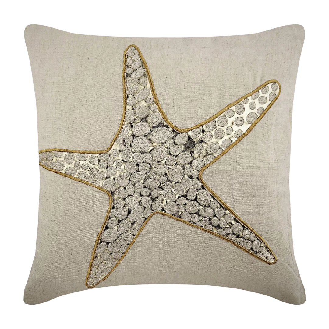Decorative Pillow Case Beige 16"x16", Sofa Decor Cotton - Gold Scaly Starfish
Opens in a new window