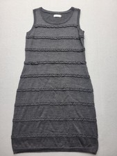 Calvin Klein Womens Dress Medium Black Pencil MIni Sleeveless Stripes Casual