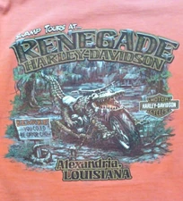 Louisiana Renegade Harley Davidson Shirt 2012 Mens L Double Sided with Wear