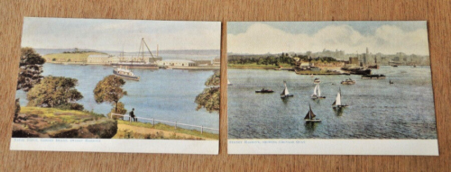 2 COLOURED CARDS SYDNEY HARBOUR CIRCULAR QUAY + NAVAL DEPOT GARDEN ISLAND #13 - Picture 1 of 2
