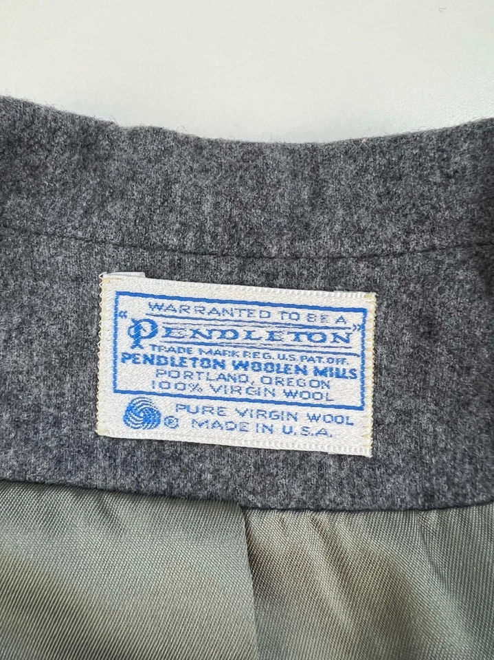 Vintage Pendleton Wool Blazer Coat Jacket Mens 44 Gray USA One Button Pockets - Image 4 of 4