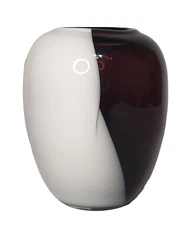 VTG Hand Blown Fusion 2 Tone Art Deco Glass Vase Amethyst White Home Decor